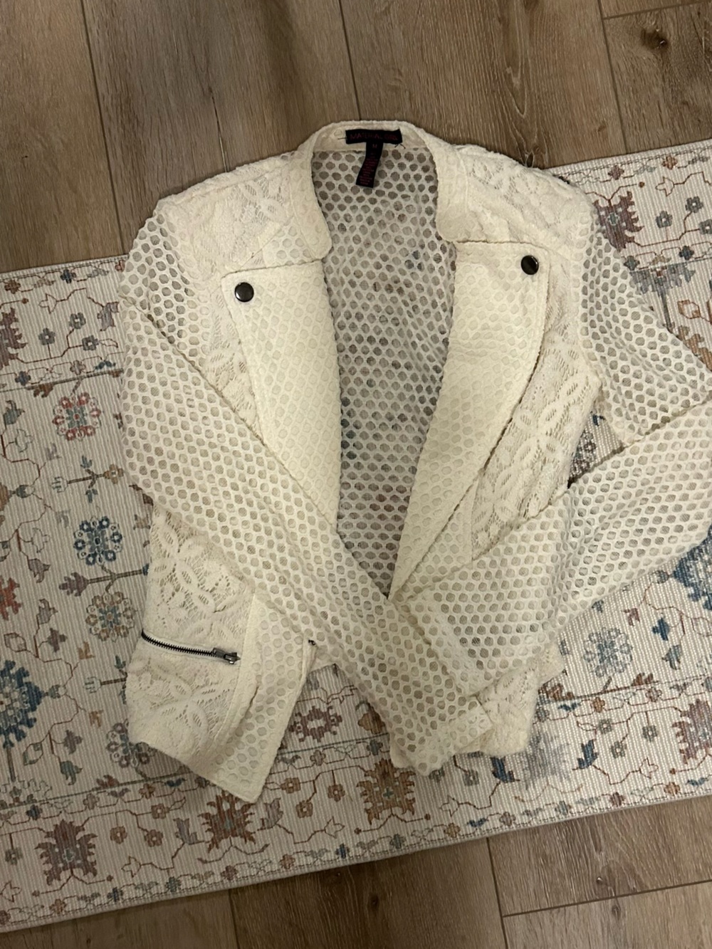 Material Girl Cream Lace Mesh Jacket